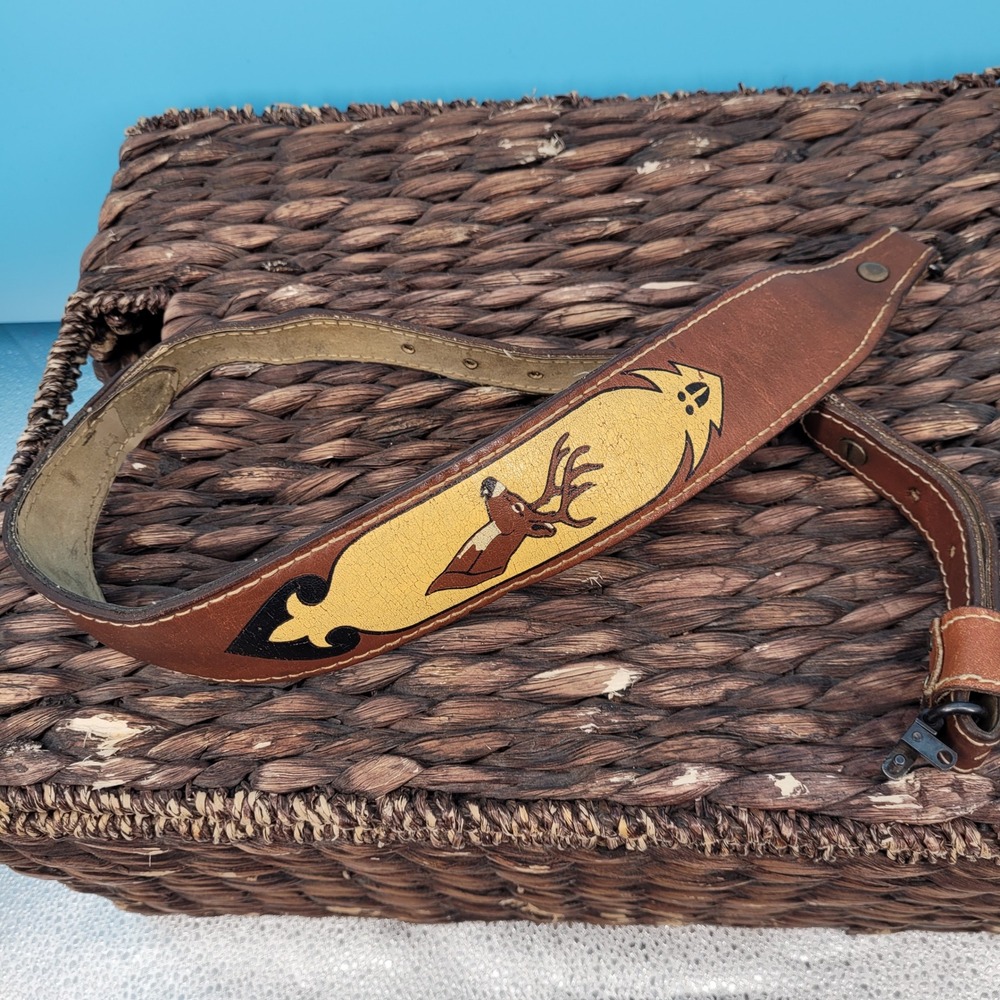 Vintage Leather Gun Sling Tooled Deer Buck Design Adjustable Rifle Shotgun Strap